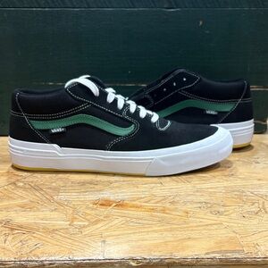 Vans Black BMX Style 114 and Green Mid-Top Sneakers